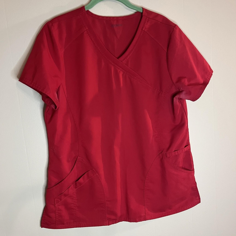 Scrubstar Red Multi Pocket Top